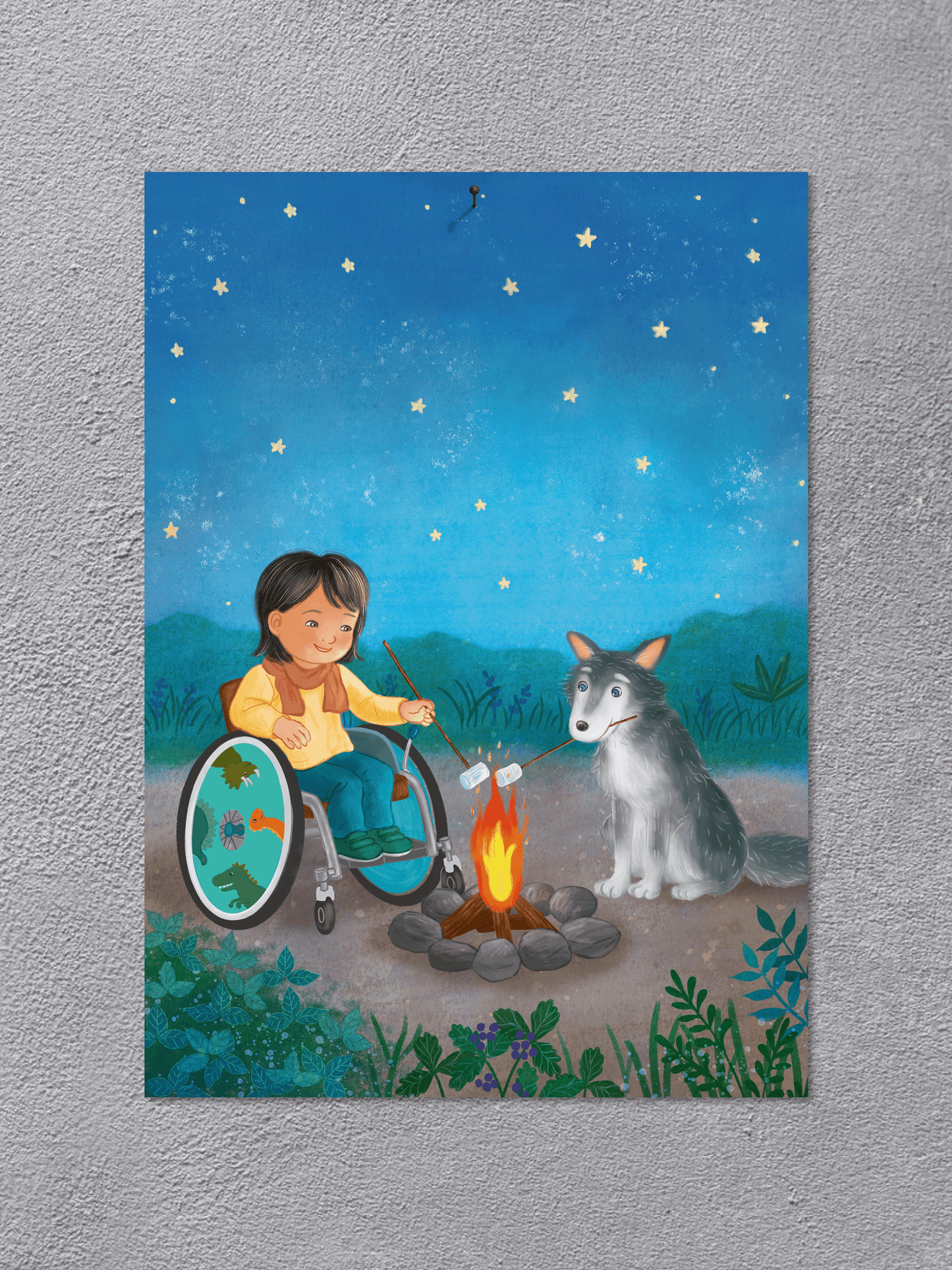 Poster DIN A3 mit Nachtleuchtfarbe "Lagerfeuer"