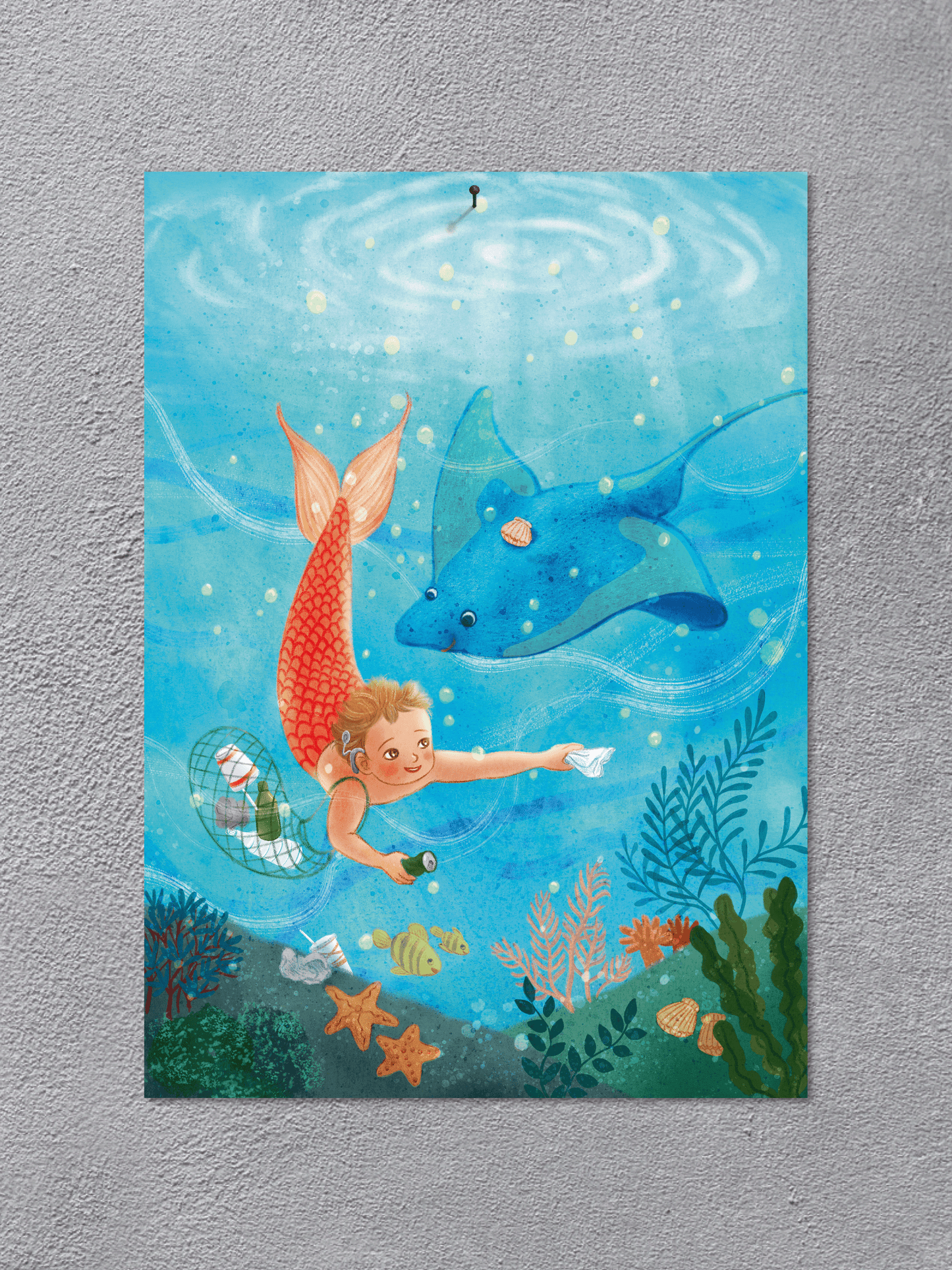 Poster DIN A3 mit Nachtleuchtfarbe "Unterwasserwelt"
