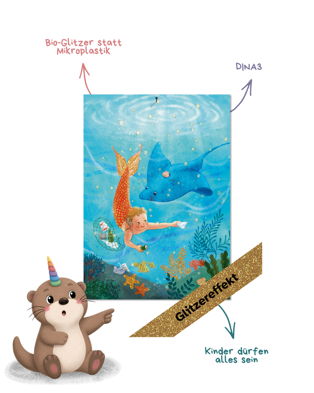 Poster DIN A3 mit Bio-Glitzereffekt "Unterwasserwelt"