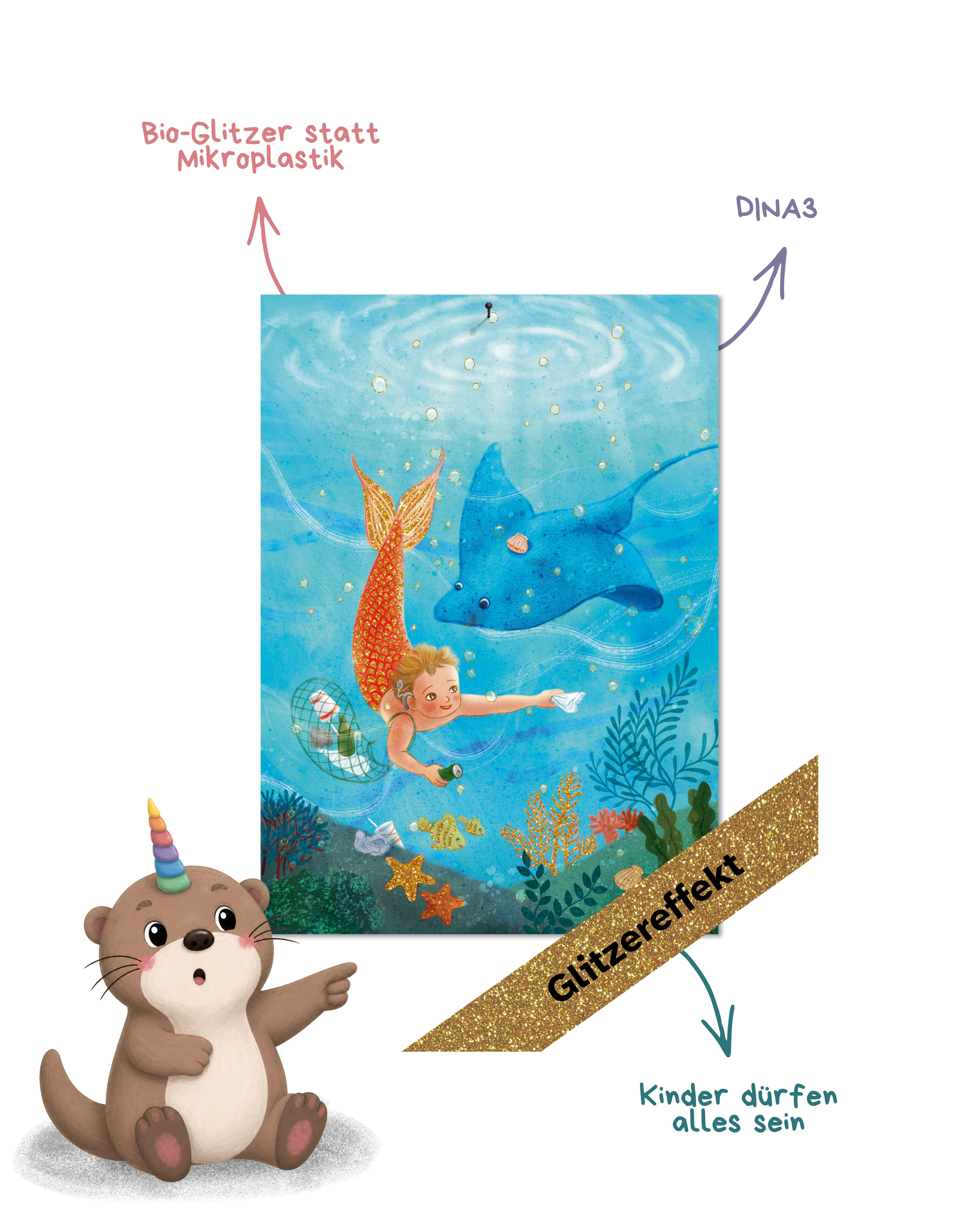 Poster DIN A3 mit Bio-Glitzereffekt "Unterwasserwelt"