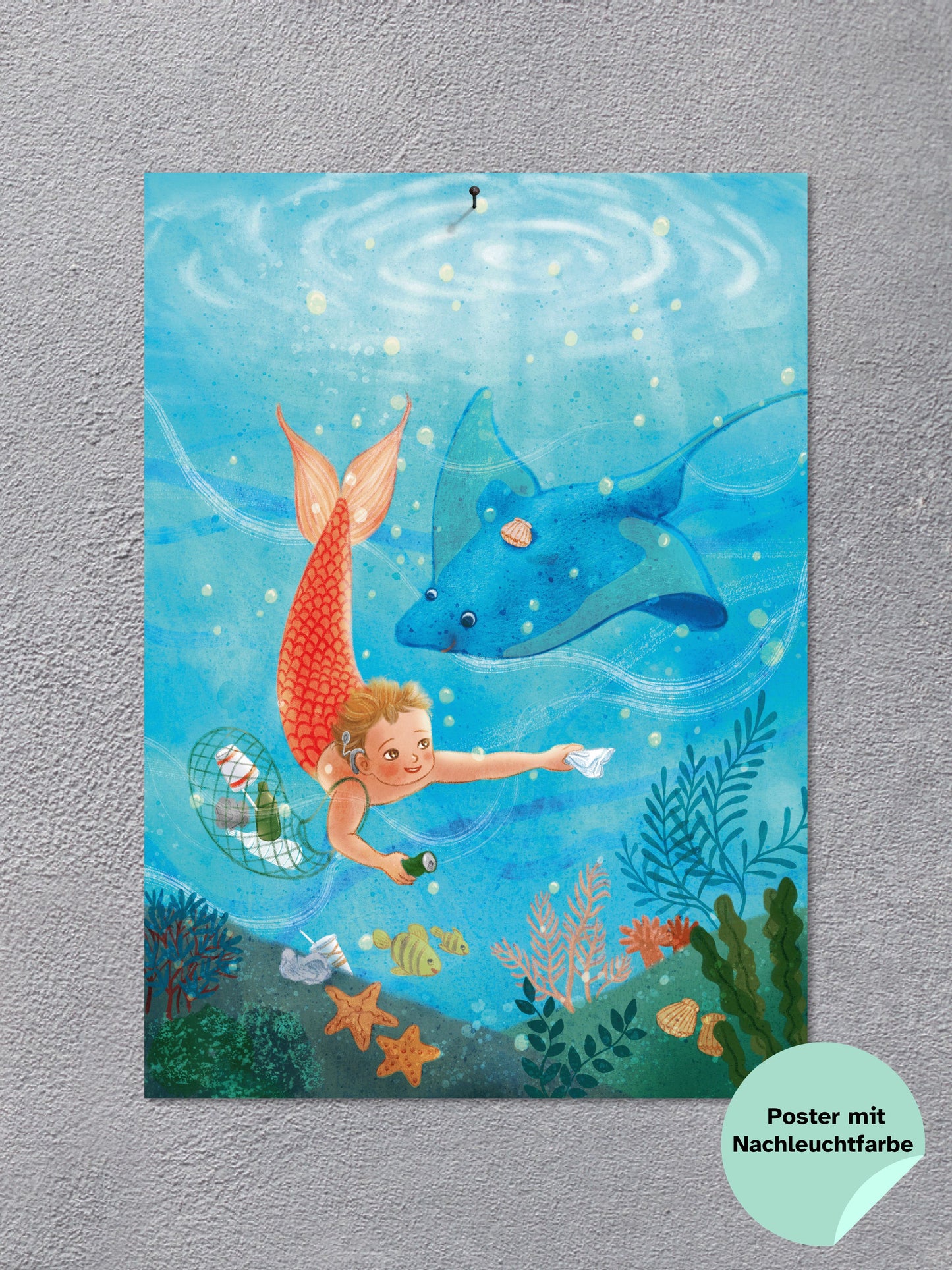 Poster DIN A3 mit Nachtleuchtfarbe "Unterwasserwelt"