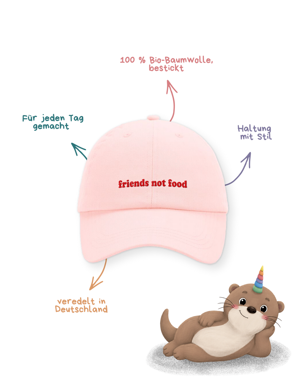 Cap "friends not food" pink