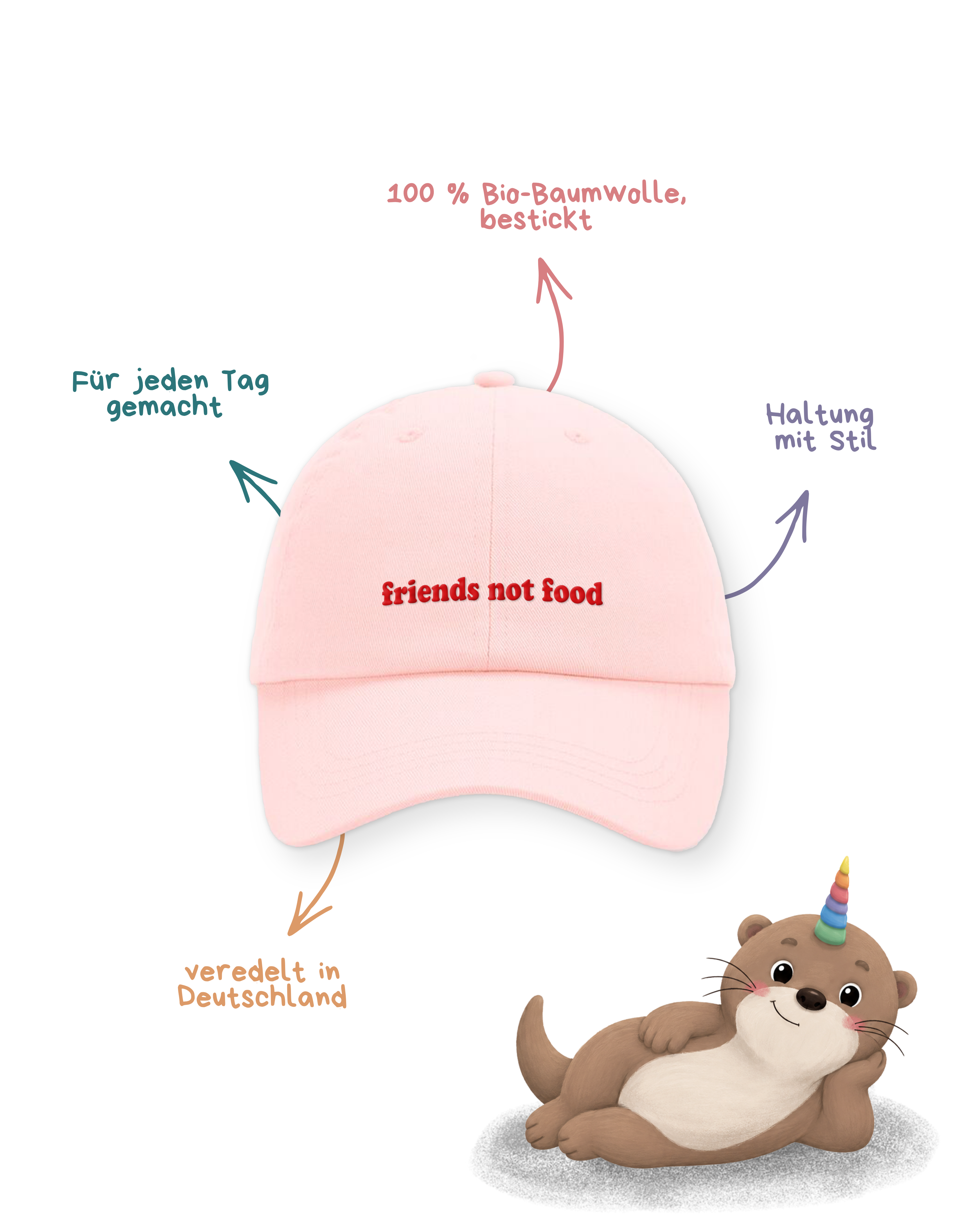 Cap "friends not food" pink