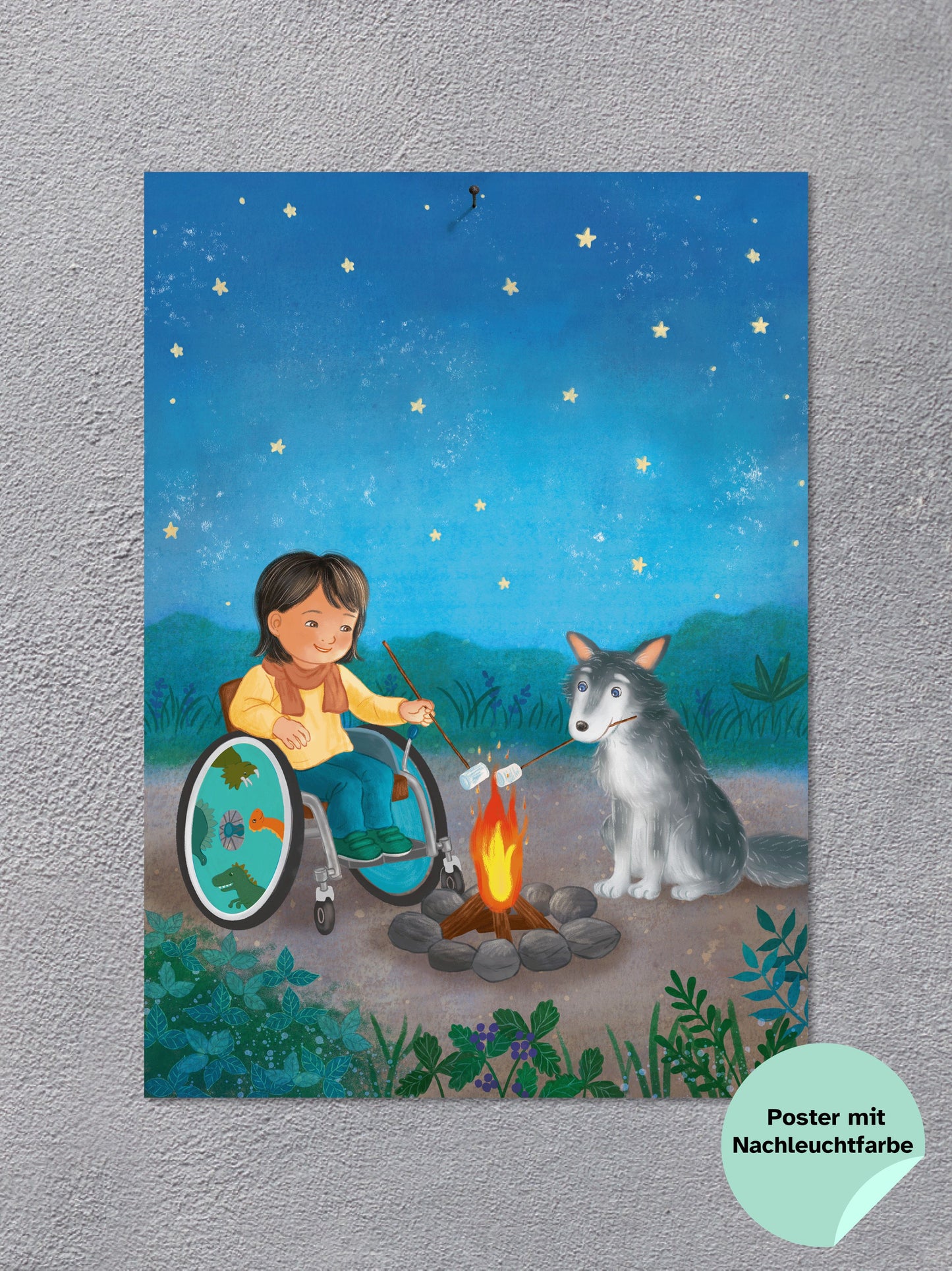 Poster DIN A3 mit Nachtleuchtfarbe "Lagerfeuer"
