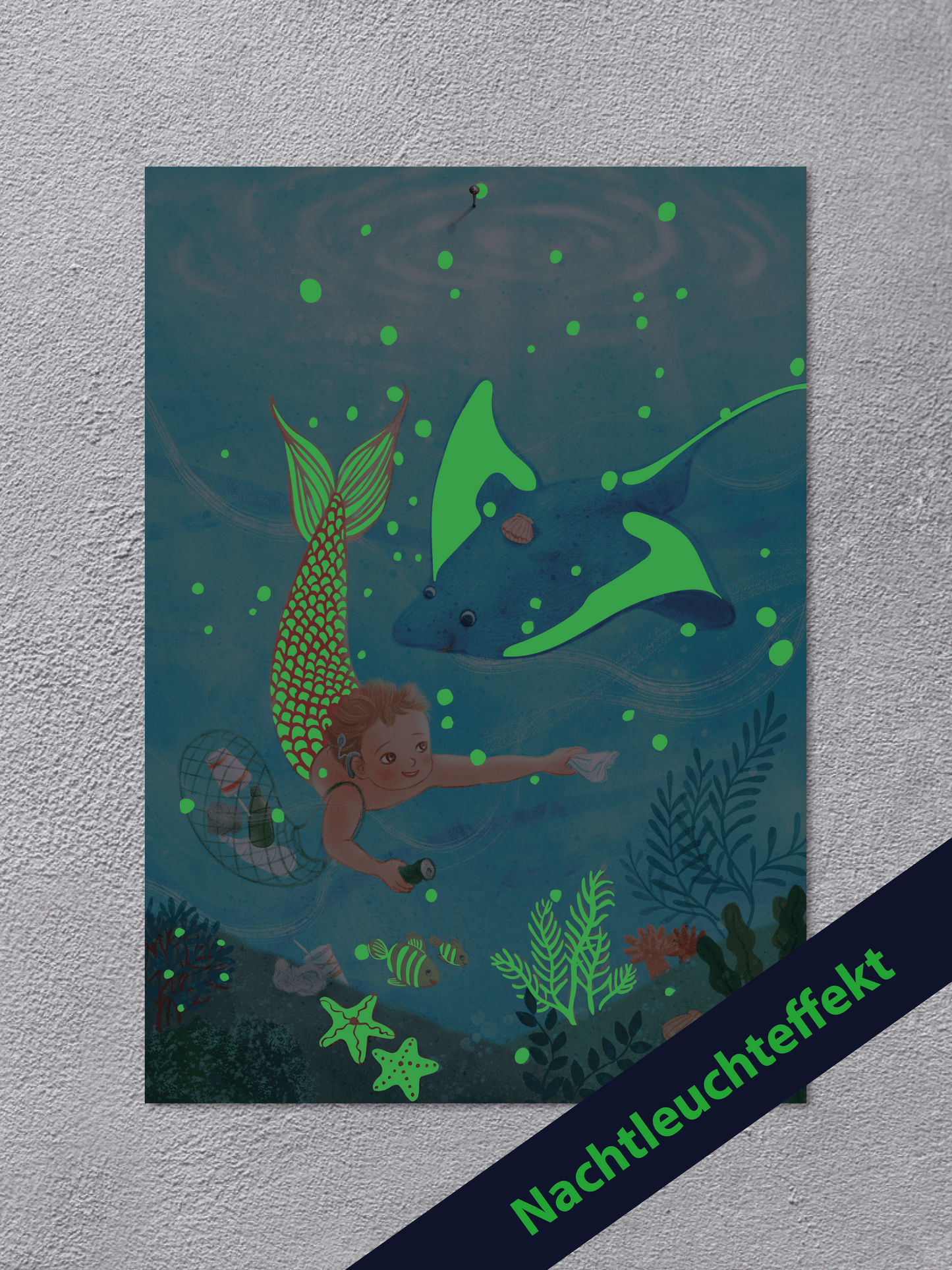 Poster DIN A3 mit Nachtleuchtfarbe "Unterwasserwelt"