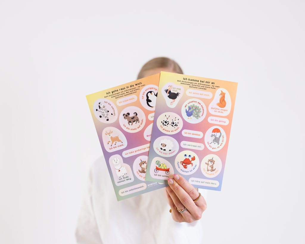 Duft-Stickerbogen mit Affirmationen