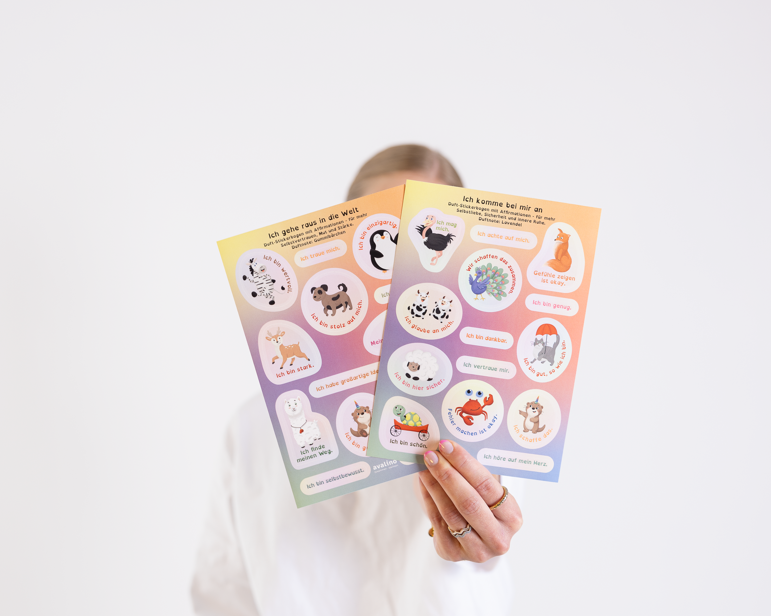Duft-Stickerbogen mit Affirmationen