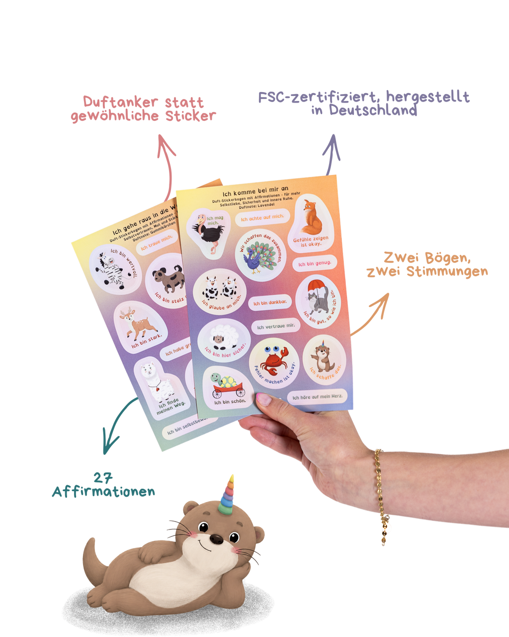 Duft-Stickerbogen mit Affirmationen