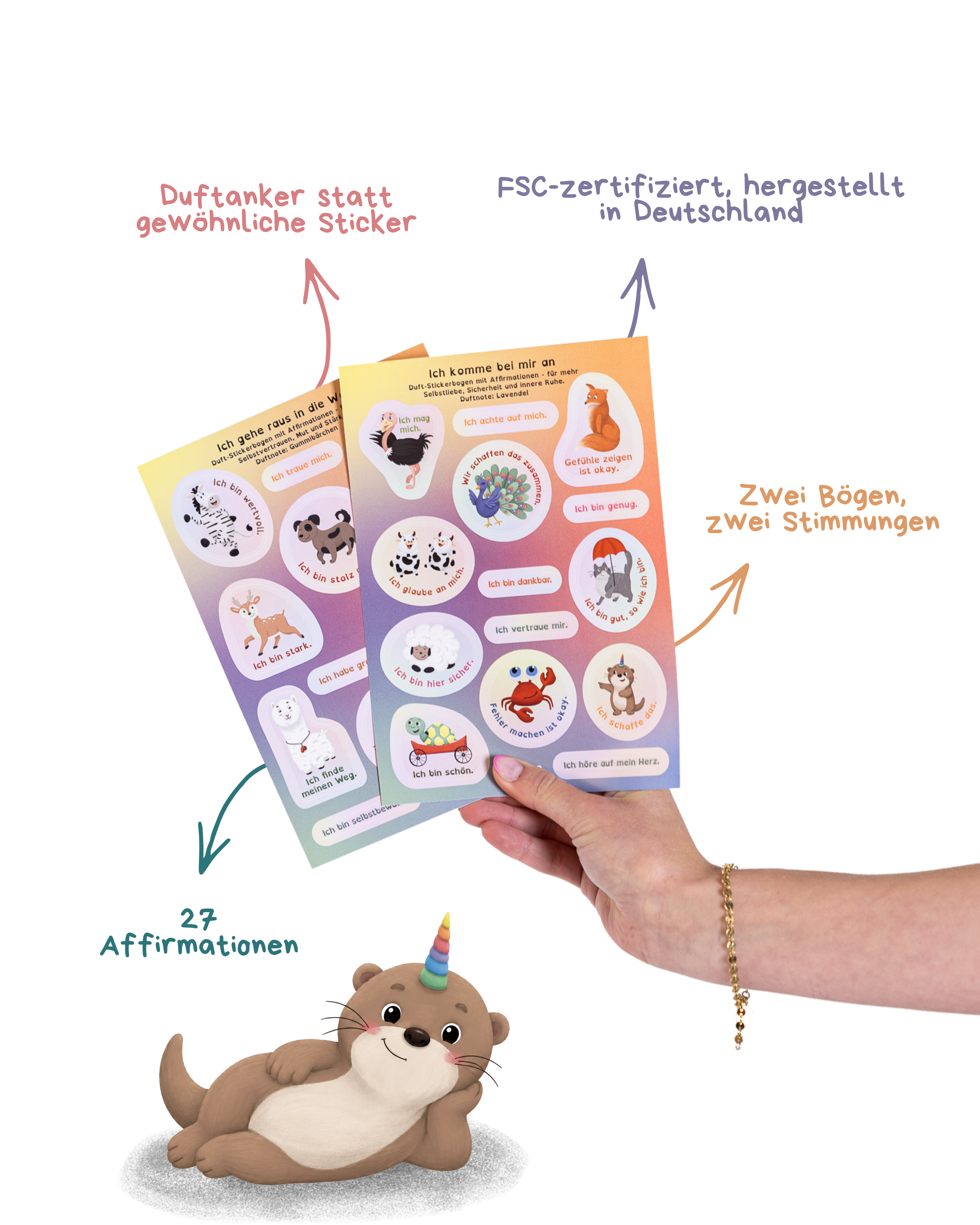 Duft-Stickerbogen mit Affirmationen