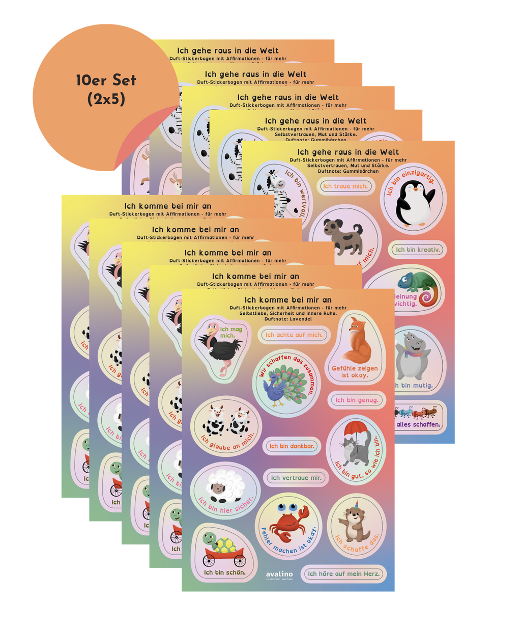 Duft-Stickerbogen mit Affirmationen