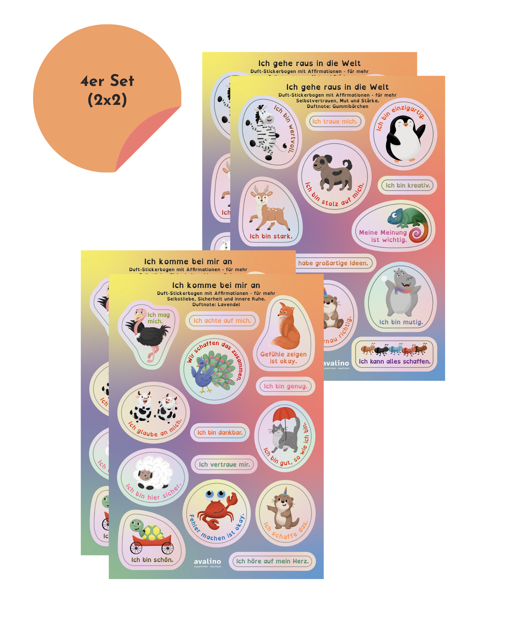 Duft-Stickerbogen mit Affirmationen