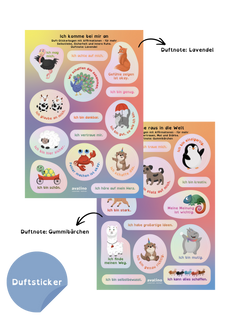 Duft-Stickerbogen mit Affirmationen