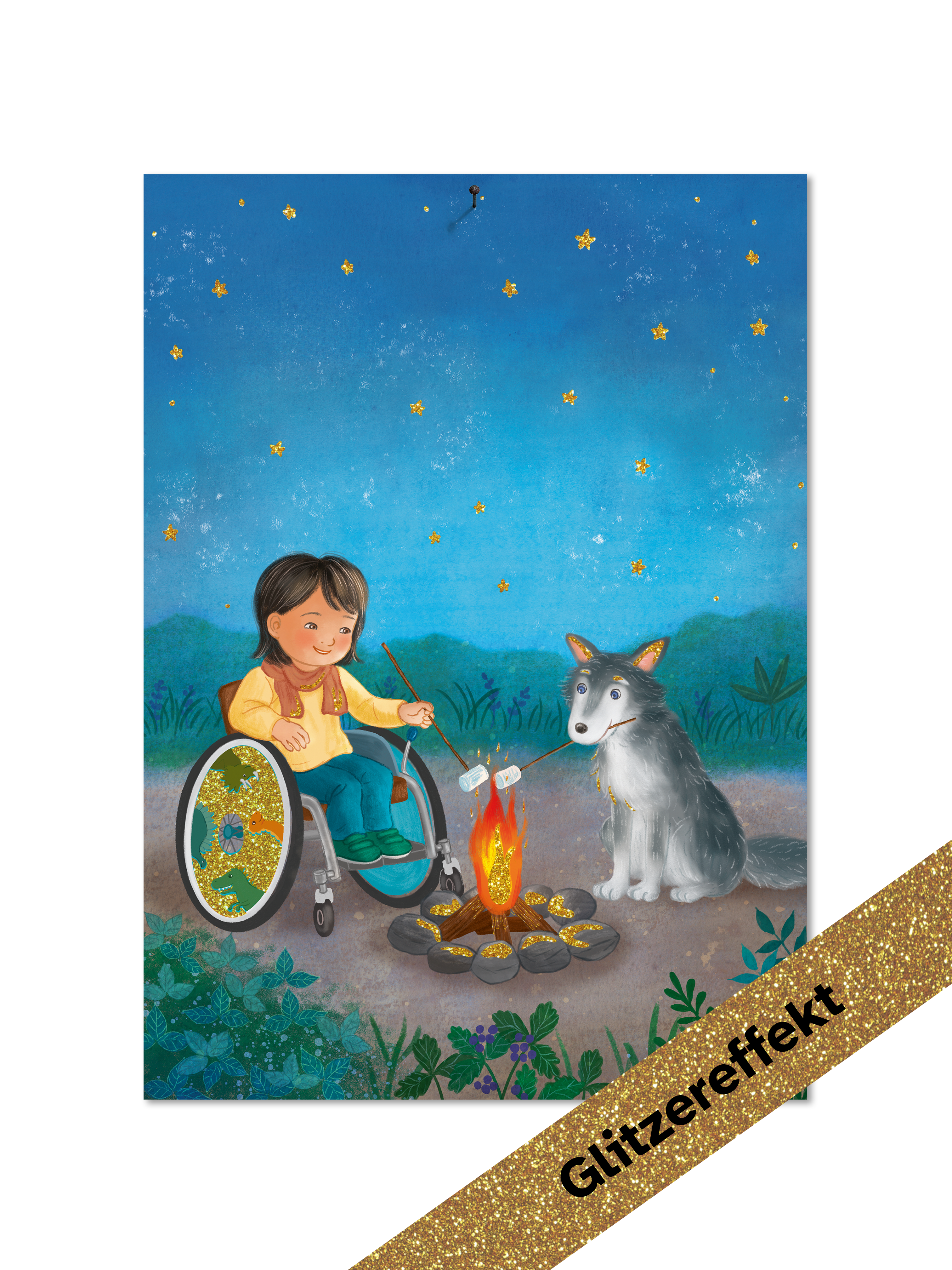 Poster DIN A3 mit Bio-Glitzereffekt "Lagerfeuer"