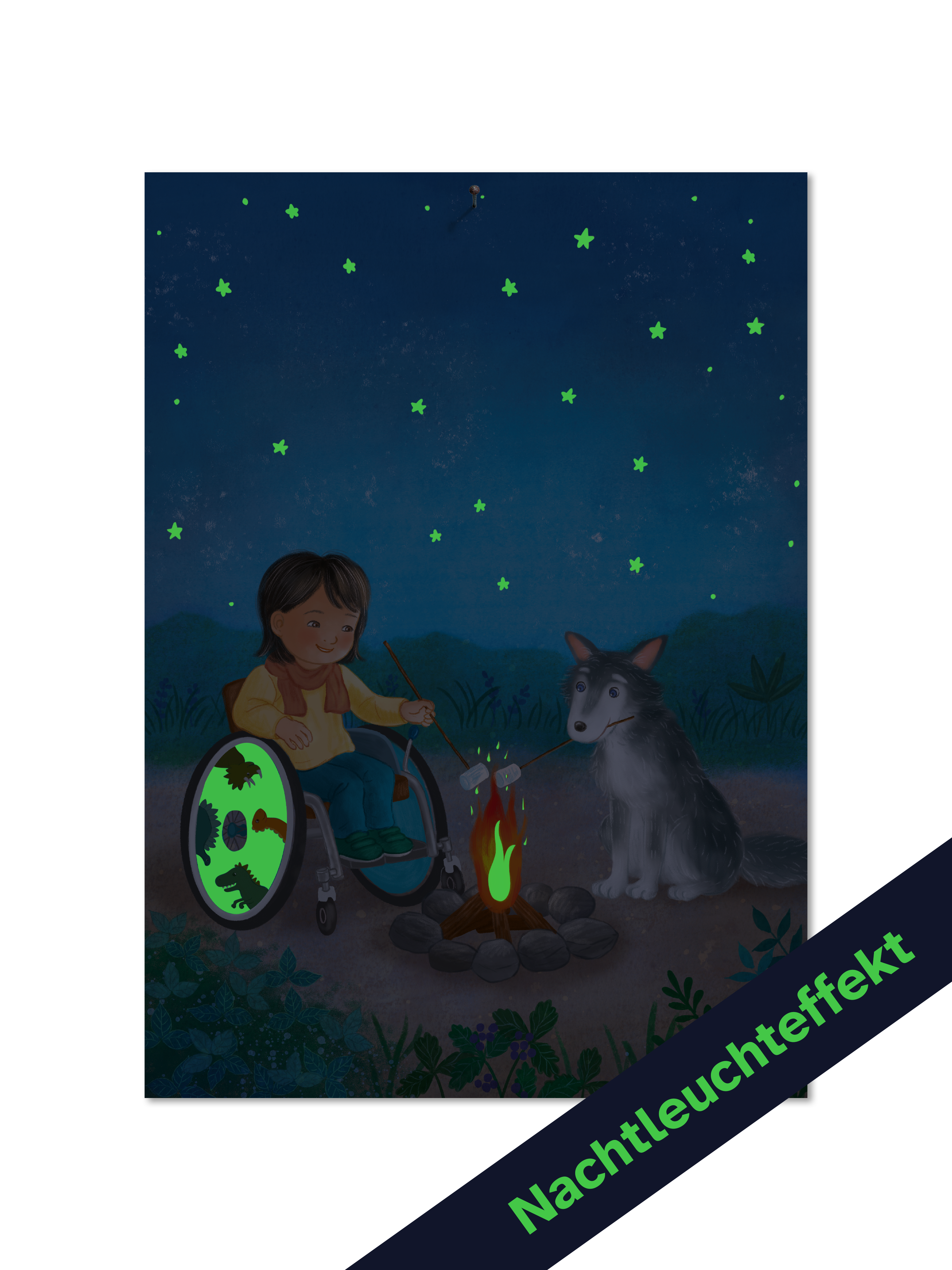 Poster DIN A3 mit Nachtleuchtfarbe "Lagerfeuer"