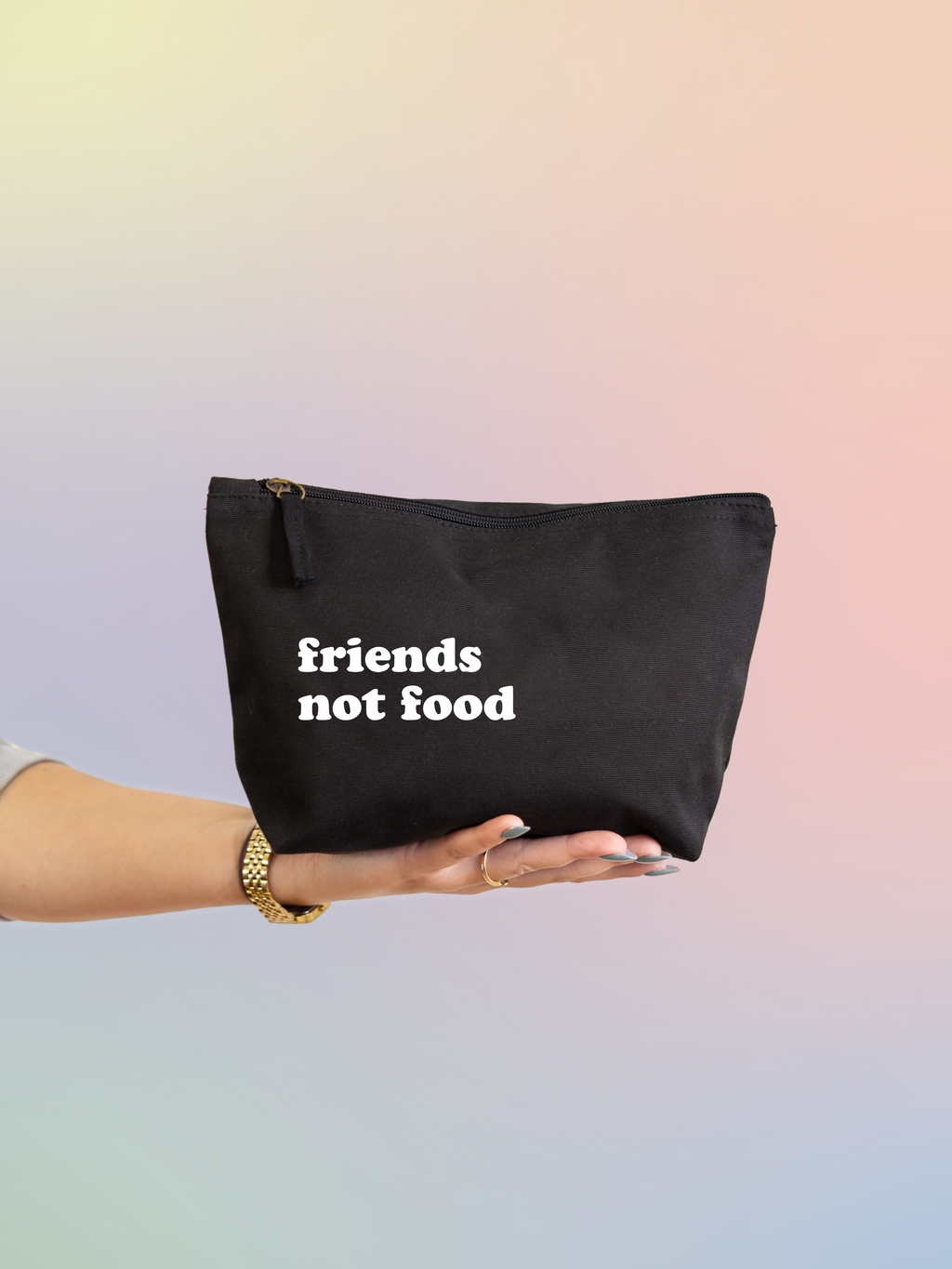 Kosmetiktasche "friends not food"