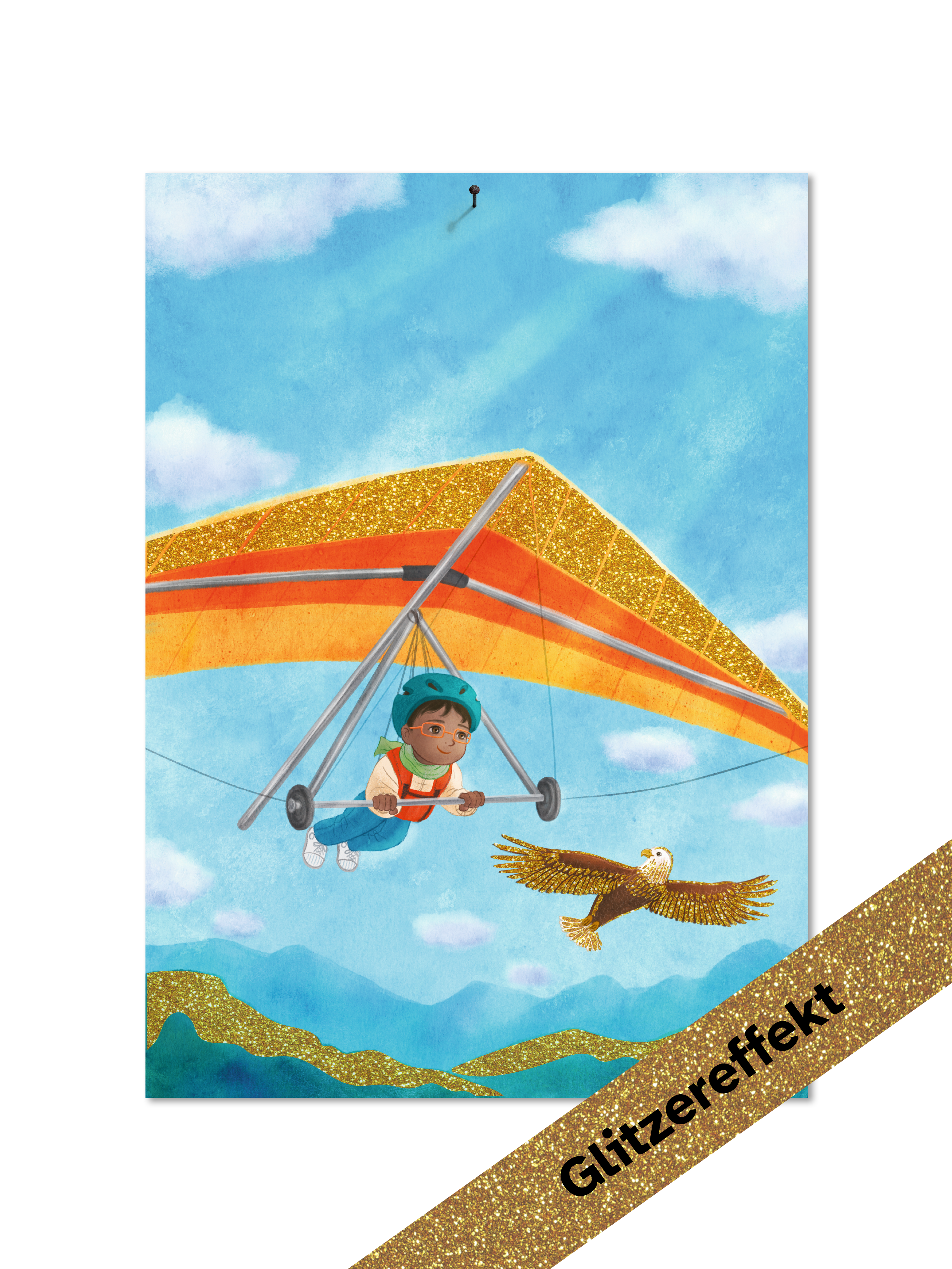 Poster DIN A3 mit Bio-Glitzereffekt "Flugstunde"