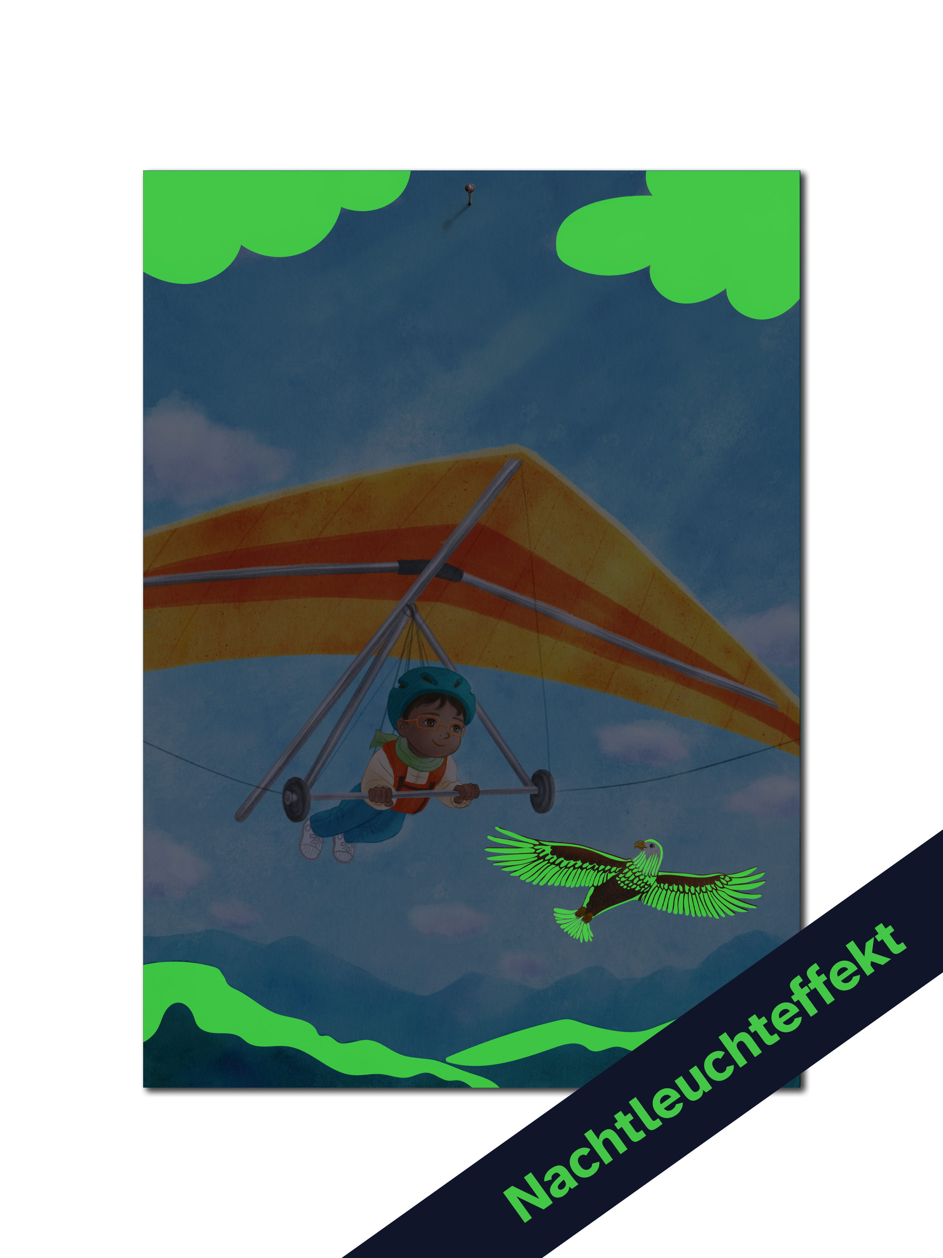 Poster DIN A3 mit Nachtleuchtfarbe "Flugstunde"