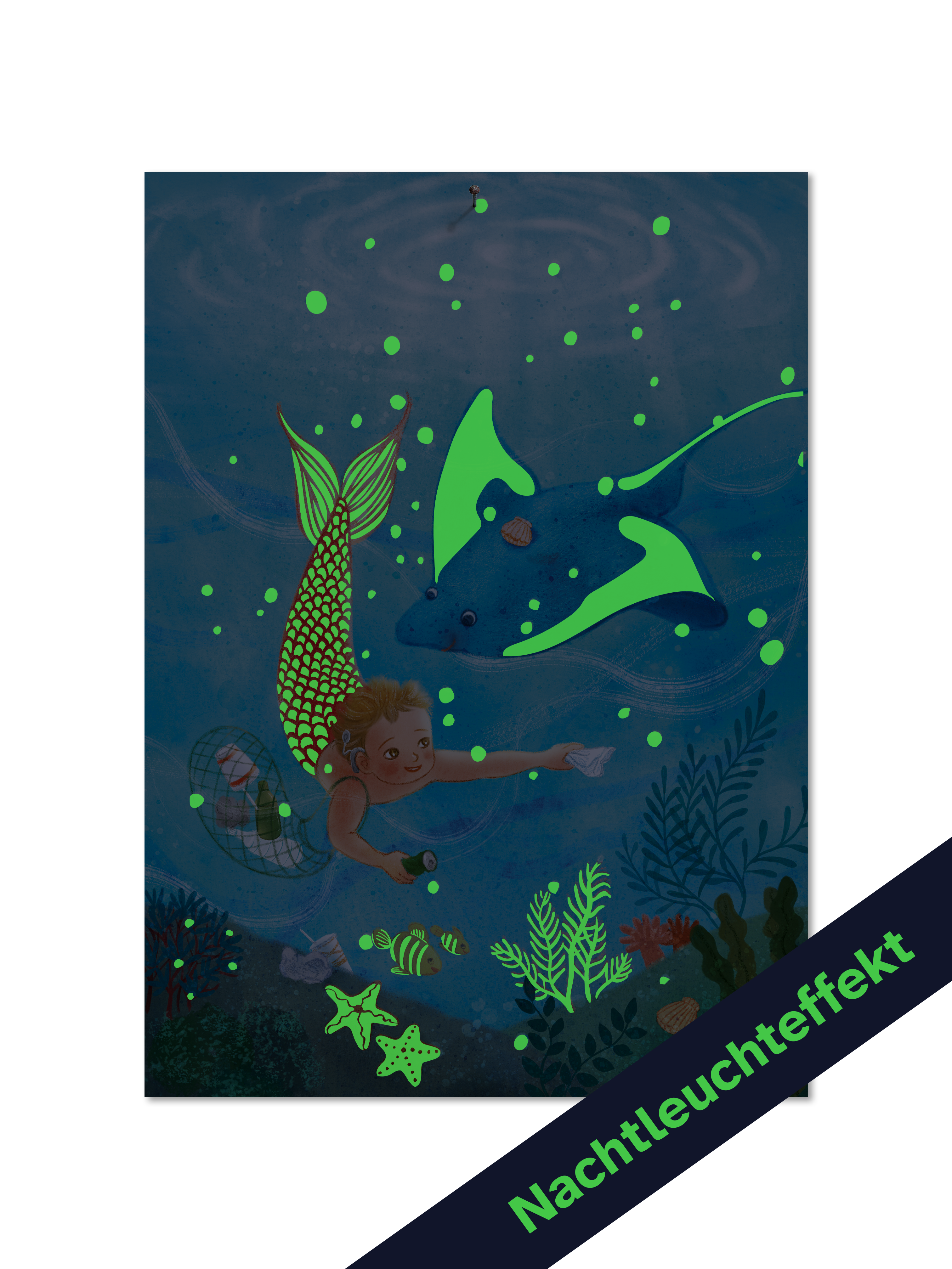 Poster DIN A3 mit Nachtleuchtfarbe "Unterwasserwelt"