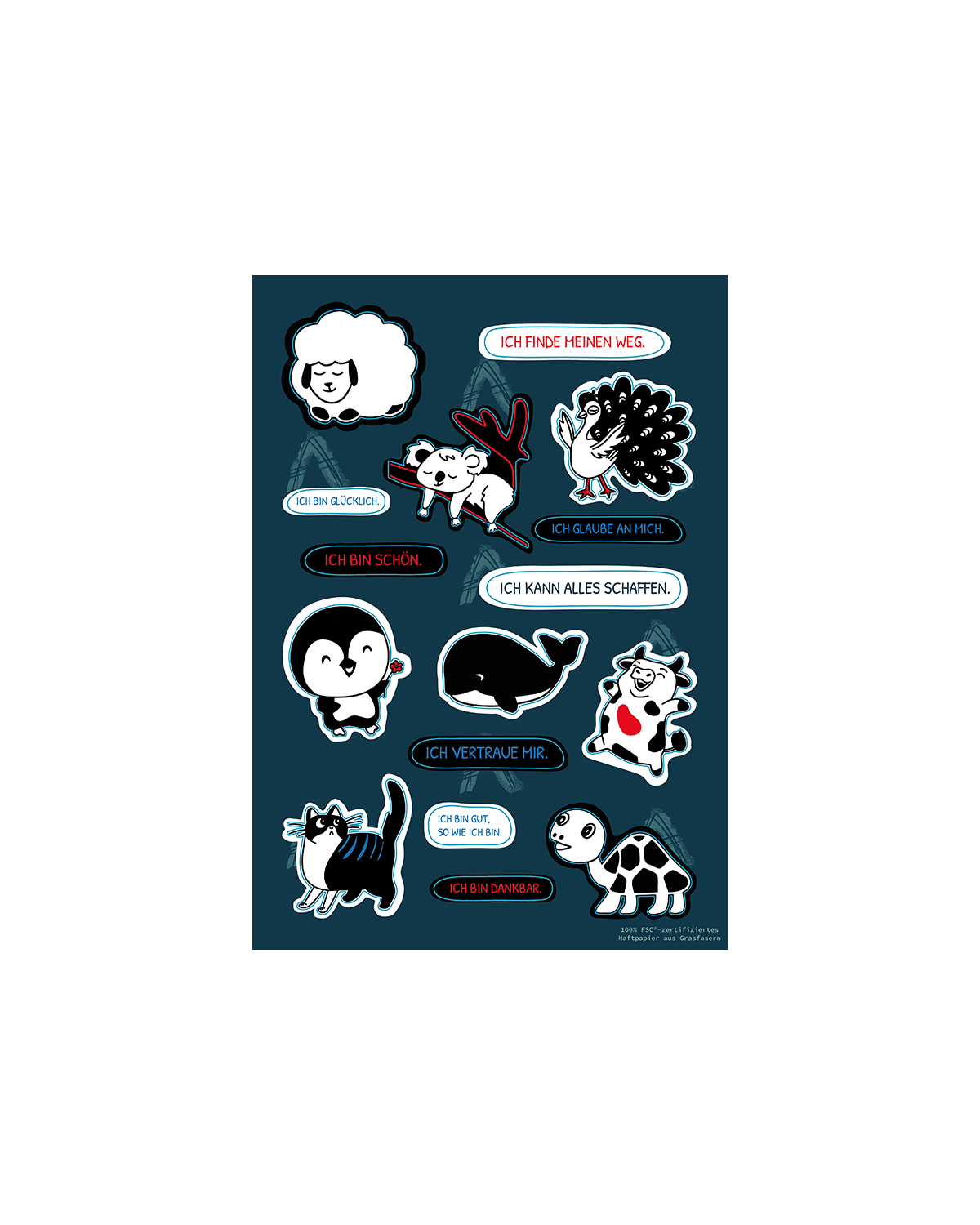 Affirmation-Stickerbogen "Tiere"